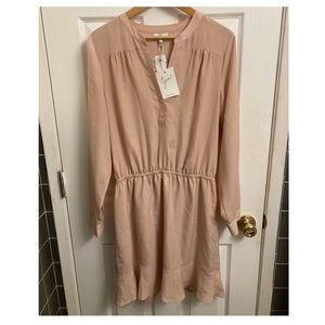 Joie blush dress long sleeve ruffle detail
